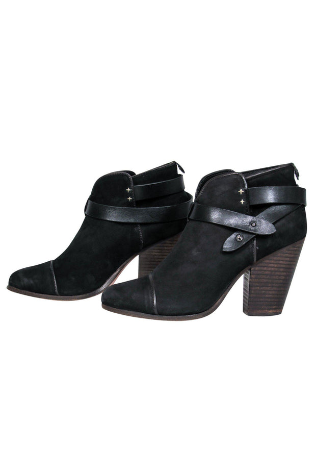 Current Boutique-Rag & Bone - Black Suede Heeled Harrow Booties Sz 10