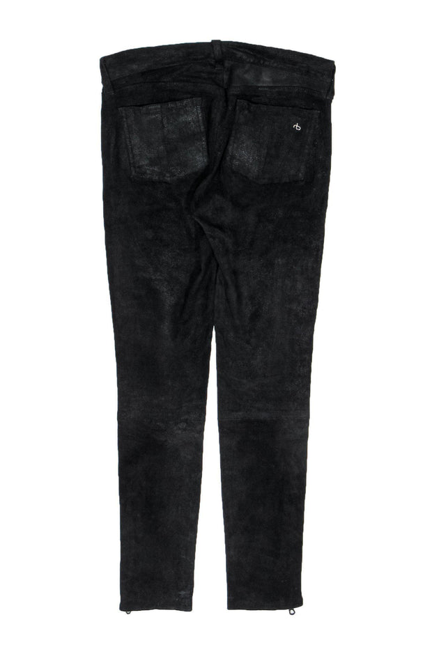 Current Boutique-Rag & Bone - Black Suede Mid-Rise Skinny Pants Sz 2