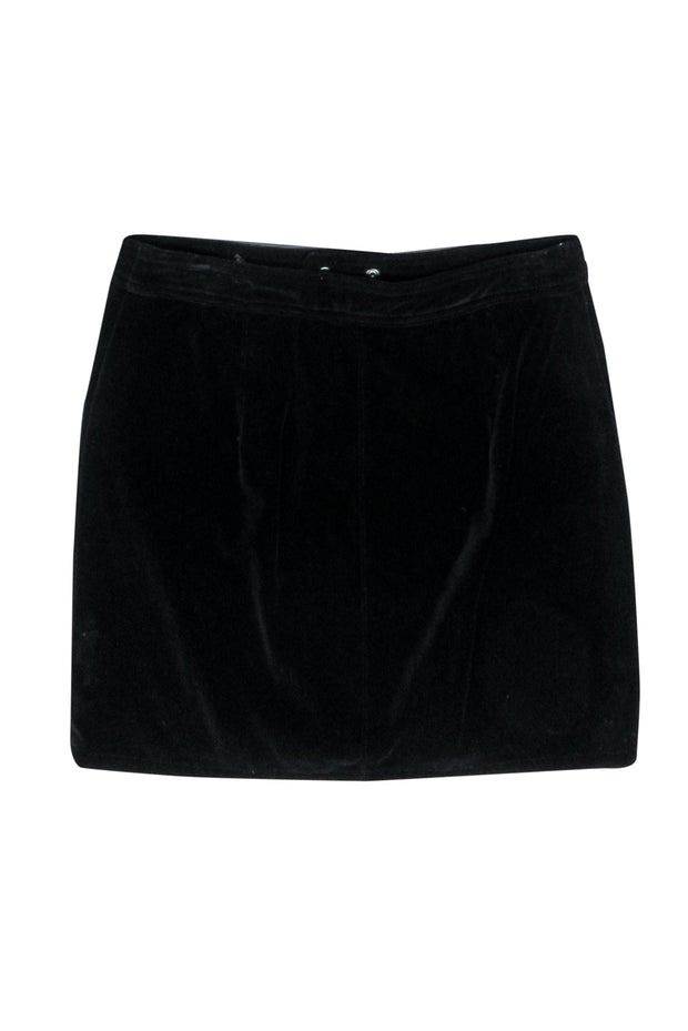 Current Boutique-Rag & Bone - Black Velvet Zipper Front Miniskirt Sz 8