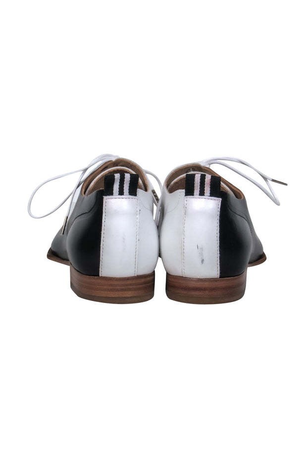 Current Boutique-Rag & Bone - Black & White Leather Lace-Up "Alley" Oxford Loafers Sz 9