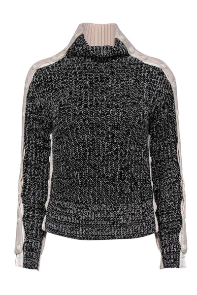 Current Boutique-Rag & Bone - Black & White Speckled Wool Sweater w/ Buttons Sz XXS