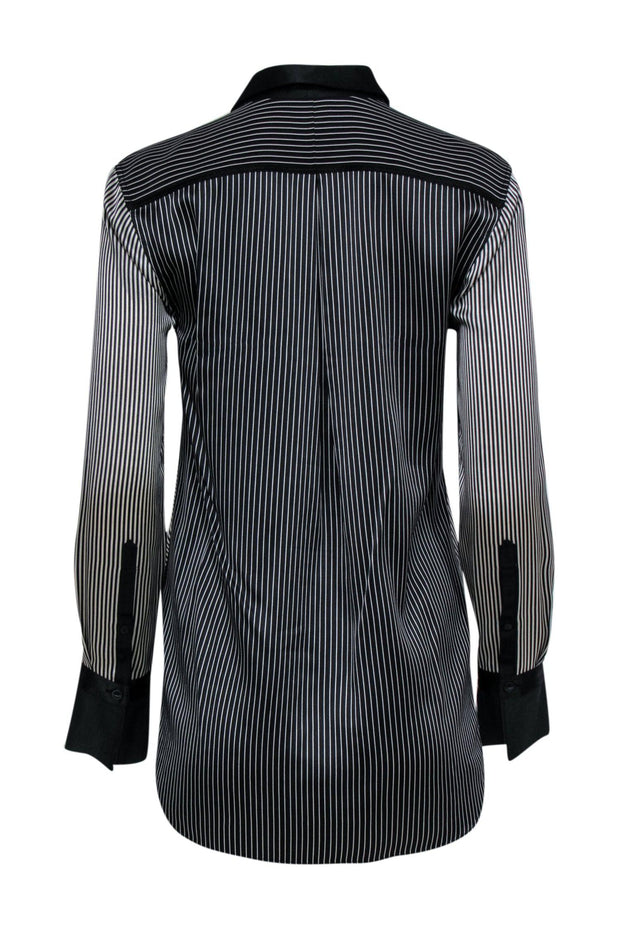 Current Boutique-Rag & Bone - Black & White Striped Button-Up SIlk Blouse Sz S