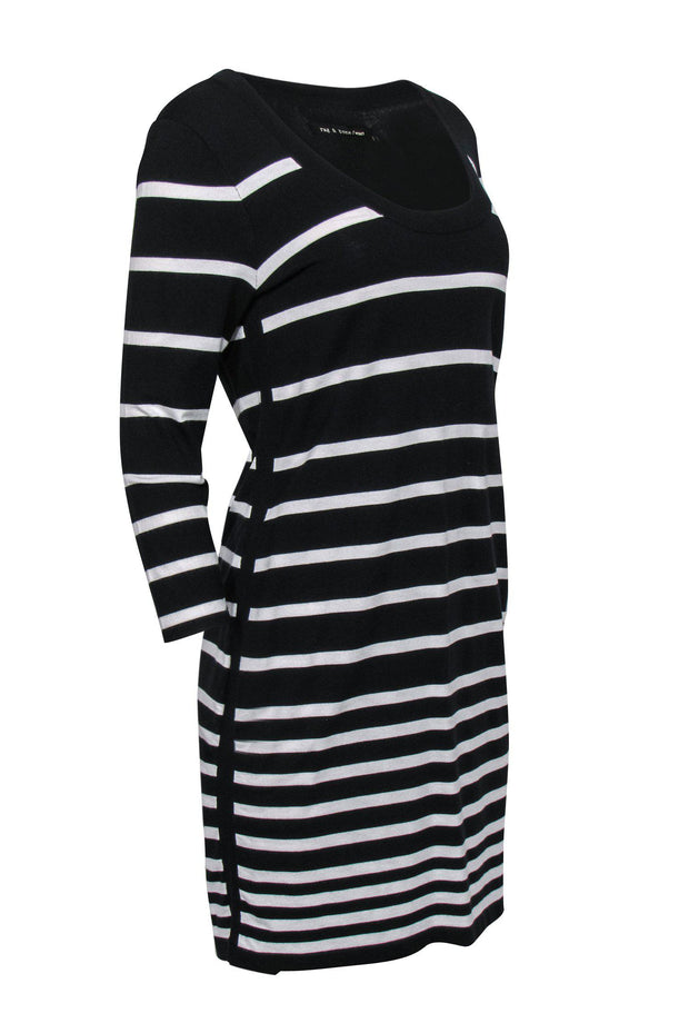 Current Boutique-Rag & Bone - Black & White Striped Long Sleeve Knit "Sara" Dress Sz M