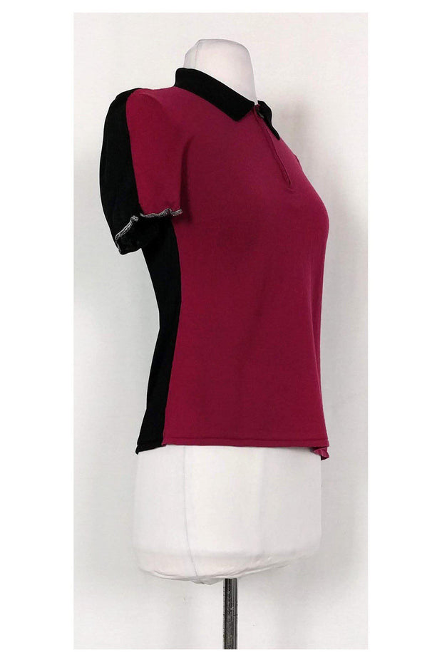 Current Boutique-Rag & Bone - Burgundy & Black Polo Top Sz M