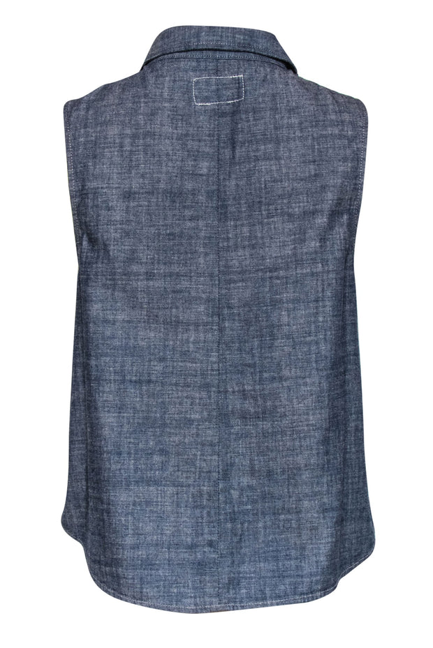 Current Boutique-Rag & Bone - Chambray Sleeveless Button-Up Blouse Sz M