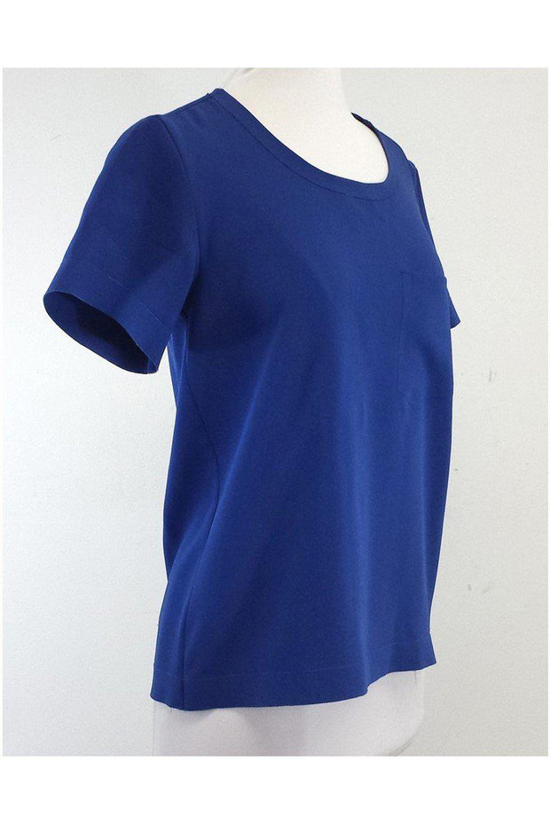 Current Boutique-Rag & Bone - Cobalt Blue Pocket Raw Edge T-Shirt Sz S