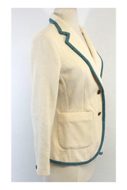 Current Boutique-Rag & Bone - Cream & Teal Accent Wool Blazer Sz S