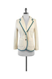 Current Boutique-Rag & Bone - Cream & Teal Accent Wool Blazer Sz S