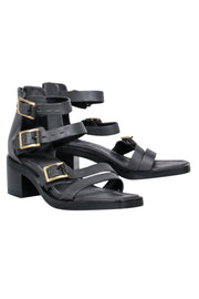 Current Boutique-Rag & Bone - Dark Grey Leather Buckled Heeled Sandals Sz 10