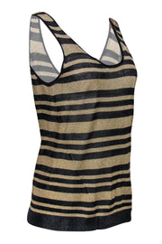 Current Boutique-Rag & Bone - Gold & Black Metallic Striped Knit Tank Sz M