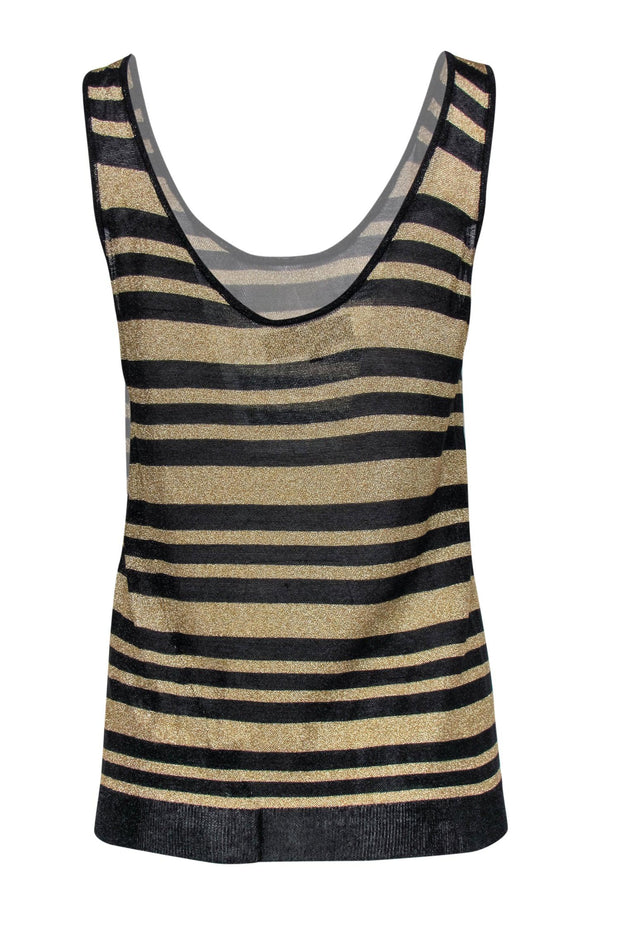 Current Boutique-Rag & Bone - Gold & Black Metallic Striped Knit Tank Sz M