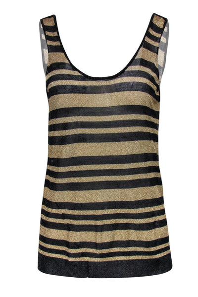 Current Boutique-Rag & Bone - Gold & Black Metallic Striped Knit Tank Sz M