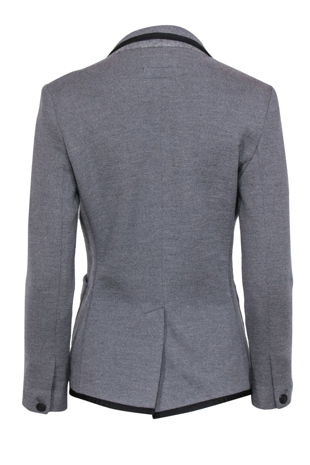 Current Boutique-Rag & Bone - Gray Merino Wool Knit Blazer w/ Black Piping Sz M