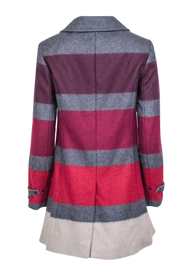 Current Boutique-Rag & Bone - Gray & Purple Striped Wool Blend Toggle Coat Sz S