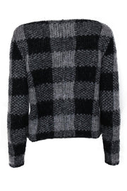 Current Boutique-Rag & Bone - Grey & Black Plaid Knit Boat Neck Sweater Sz XS