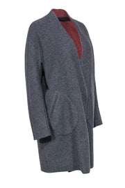 Current Boutique-Rag & Bone - Grey & Rust Open Front Longline Reversible Wool Blend "Singer" Coat Sz M