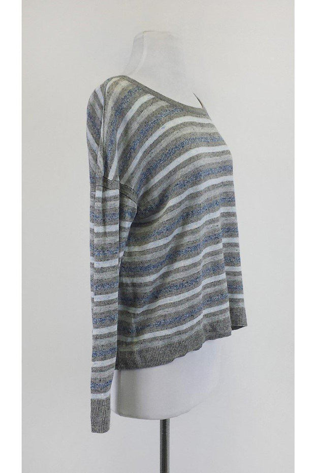 Current Boutique-Rag & Bone - Grey, White & Blue Striped Sweater Sz L