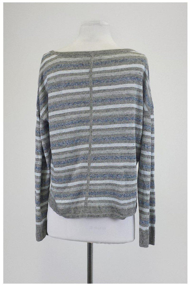 Current Boutique-Rag & Bone - Grey, White & Blue Striped Sweater Sz L