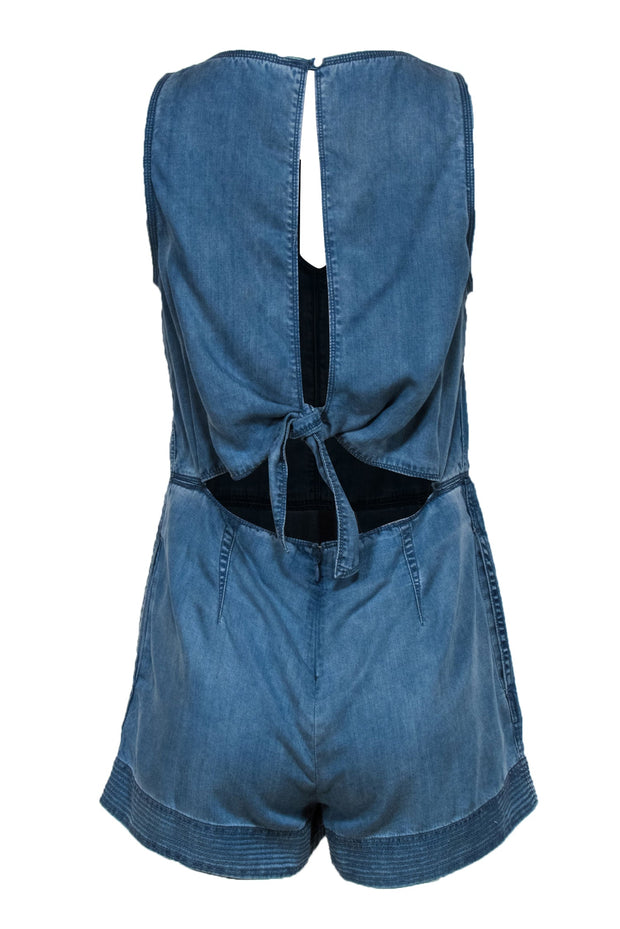 Current Boutique-Rag & Bone - Light Denim Chambray Open Back Romper Sz S