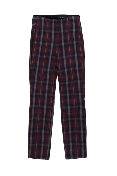 Current Boutique-Rag & Bone - Maroon & Navy Plaid Skinny Pants Sz 0