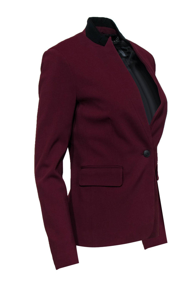 Current Boutique-Rag & Bone - Maroon Single Button Blazer w/ Black Collar Sz 0