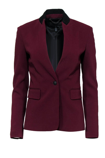 Current Boutique-Rag & Bone - Maroon Single Button Blazer w/ Black Collar Sz 0