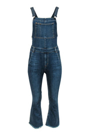 Current Boutique-Rag & Bone - Medium Wash Denim Flared Raw Hem Overalls Sz S