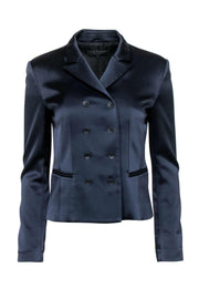 Current Boutique-Rag & Bone - Navy Satin Double-Breasted "Alice" Blazer Sz 2