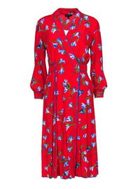 Current Boutique-Rag & Bone - Red & Blue Floral Button-Front Dress w/ Piping Sz 2