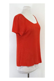 Current Boutique-Rag & Bone - Red Perforated Short Sleeve Knit Top Sz XS