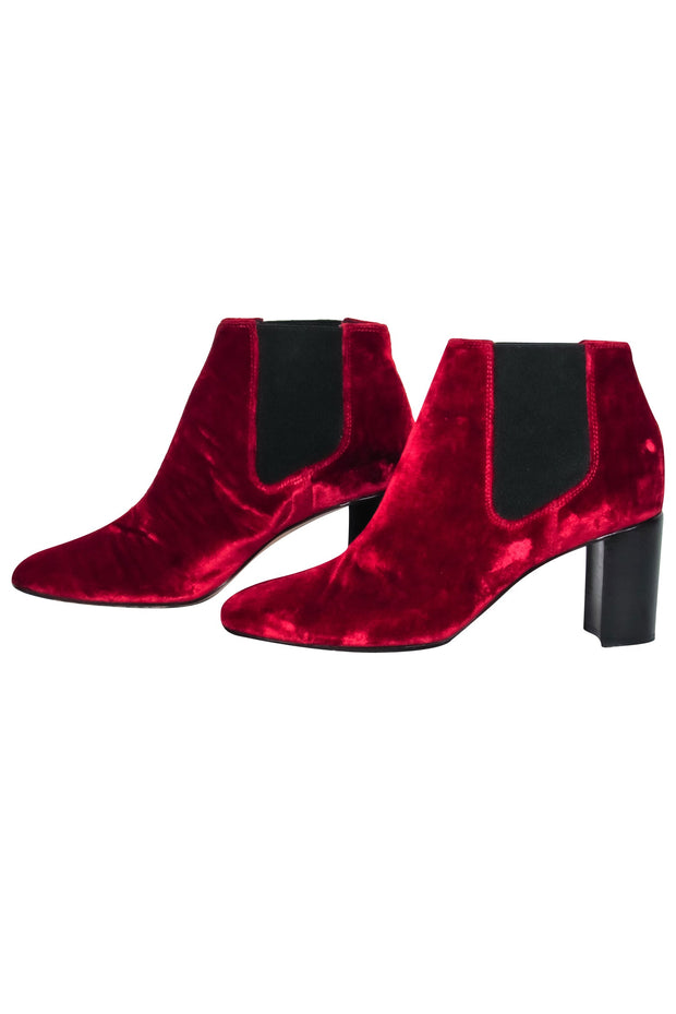 Current Boutique-Rag & Bone - Red Velvet w/ Elastic Side Panel Ankle Boots Sz 6