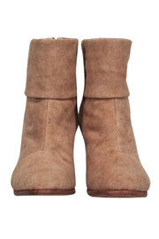 Current Boutique-Rag & Bone - Tan Fabric Ankle Booties w/ Wooden Heel Sz 6