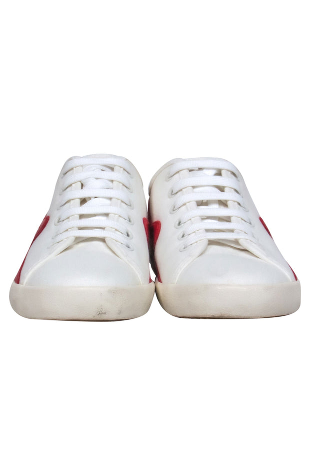 Current Boutique-Rag & Bone - White Canvas Sneakers w/ Red Zig-Zag Stripe Sz 6.5