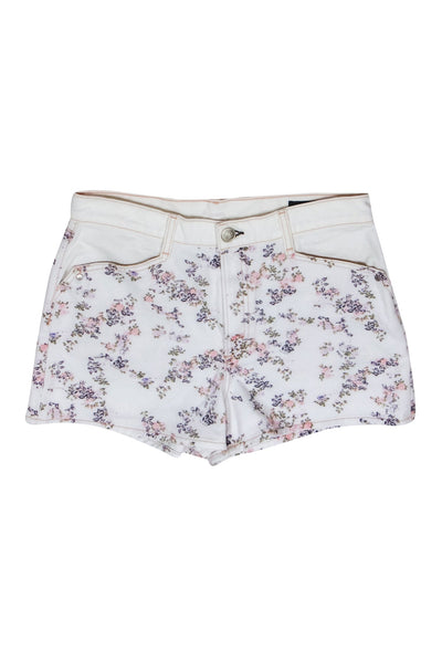 Current Boutique-Rag & Bone - White Floral "Ellie" High-Waist Denim Shorts Sz 30