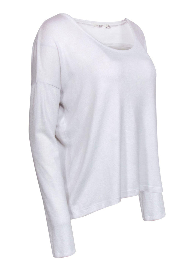 Current Boutique-Rag & Bone - White Long Sleeve Top w/ Back Cutout Sz M