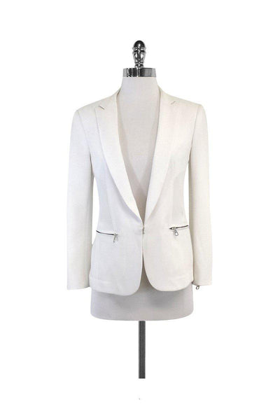 Current Boutique-Rag & Bone - White Zipper Detail Blazer Sz 0