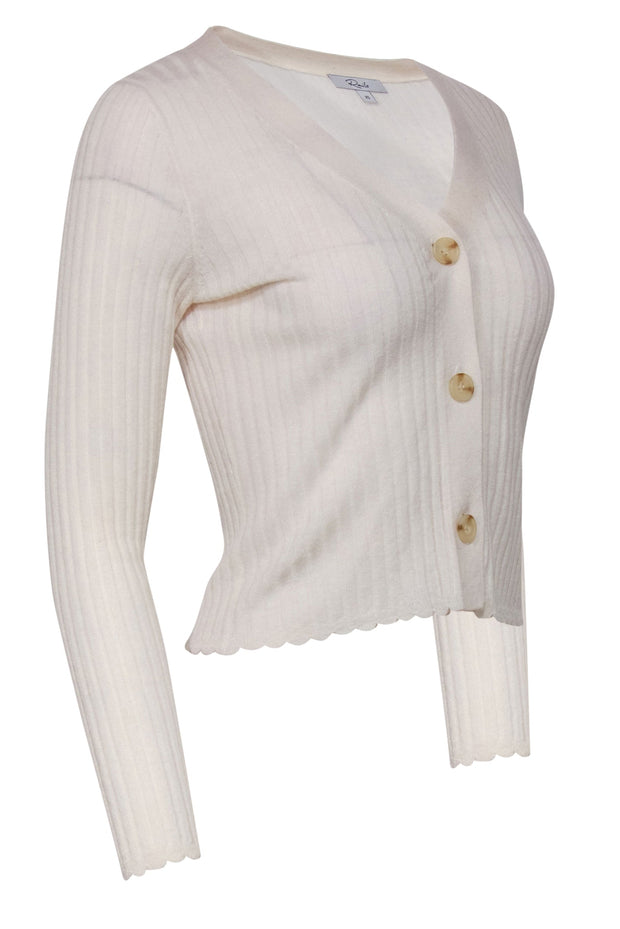 Current Boutique-Rails - Ivory Ribbed Wool Blend Button-Up "Jase" Cardigan Sz XS