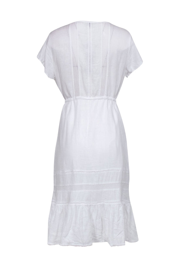 Current Boutique-Rails - Ivory Short Sleeve Drawstring Midi Dress Sz M