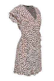 Current Boutique-Rails - Light Pink & Black Leopard Print Short Sleeve Fit & Flare Dress Sz S