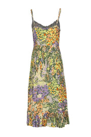 Current Boutique-Rails - Multicolor Floral Print Midi Dress w/ Ruffles Sz S