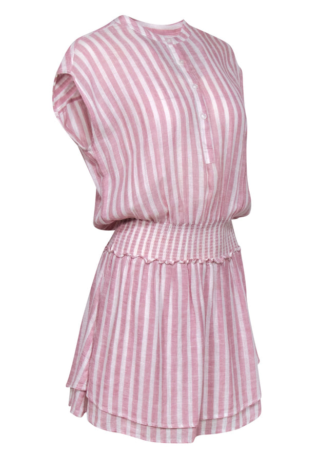 Current Boutique-Rails - Pink & White Striped Linen Blend Fit & Flare Dress Sz S