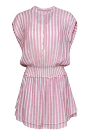 Current Boutique-Rails - Pink & White Striped Linen Blend Fit & Flare Dress Sz S