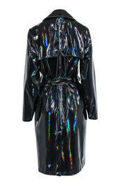 Current Boutique-Rains - Black Holographic Longline Rain Coat Sz XS/S