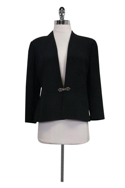 Current Boutique-Ralph Lauren - Black Blazer w/ Brooch Sz 8