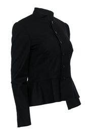 Current Boutique-Ralph Lauren - Black Button Front Peplum Jacket Sz 8