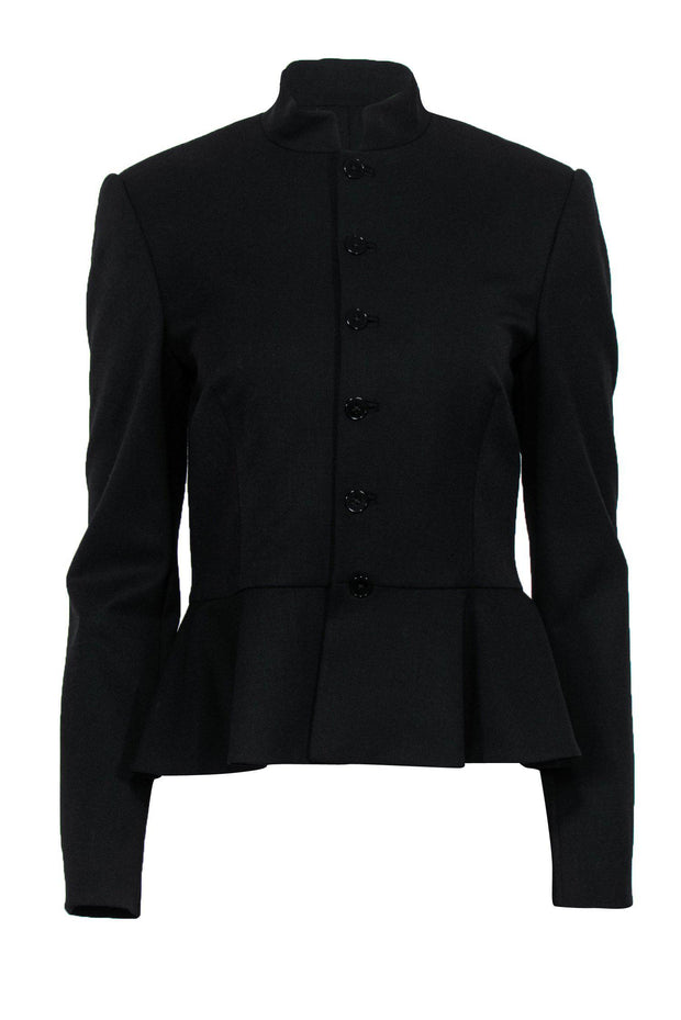 Current Boutique-Ralph Lauren - Black Button Front Peplum Jacket Sz 8