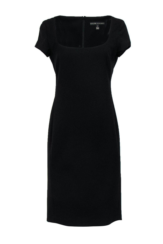 Current Boutique-Ralph Lauren - Black Square Neckline Cap Sleeve Dress Sz 8