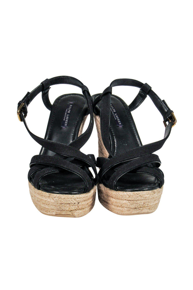 Current Boutique-Ralph Lauren Collection - Black Strappy Espadrilles Sz 11