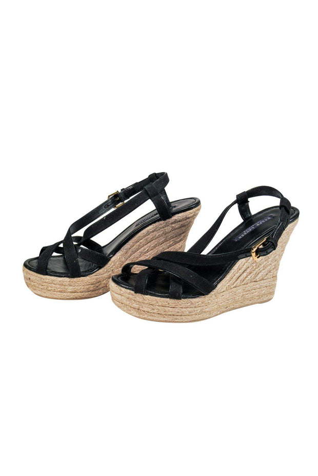 Current Boutique-Ralph Lauren Collection - Black Strappy Espadrilles Sz 11