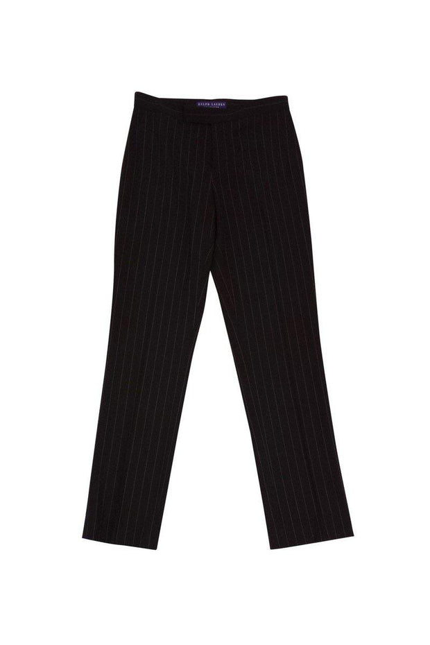 Current Boutique-Ralph Lauren Collection - Brown & Tan Pinstripe Wool Trousers Sz 4